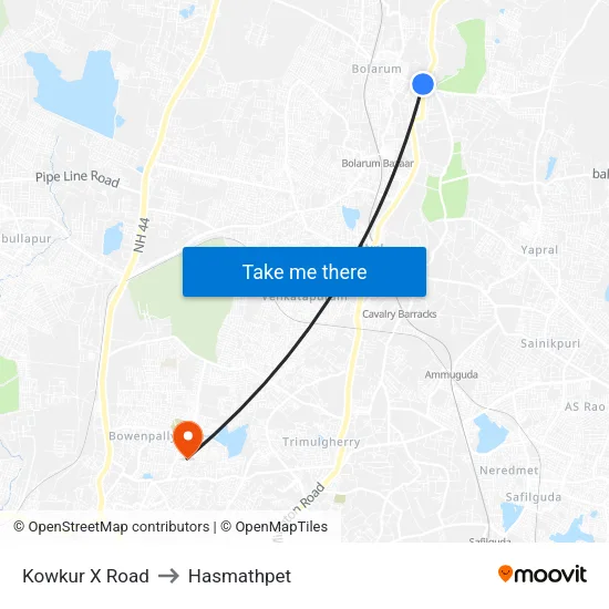 Kowkur X Road to Hasmathpet map
