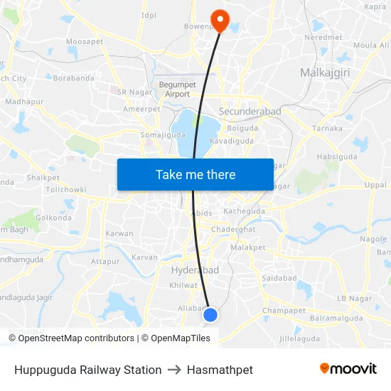 Huppuguda Railway Station to Hasmathpet map