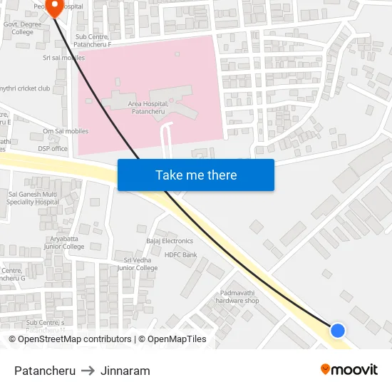 Alwyn (Patancheru) to Jinnaram map