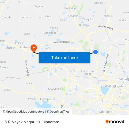 S.R Nayak Nagar to Jinnaram map