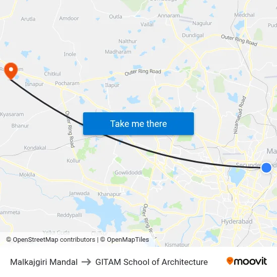 Malkajgiri Mandal to GITAM School of Architecture map