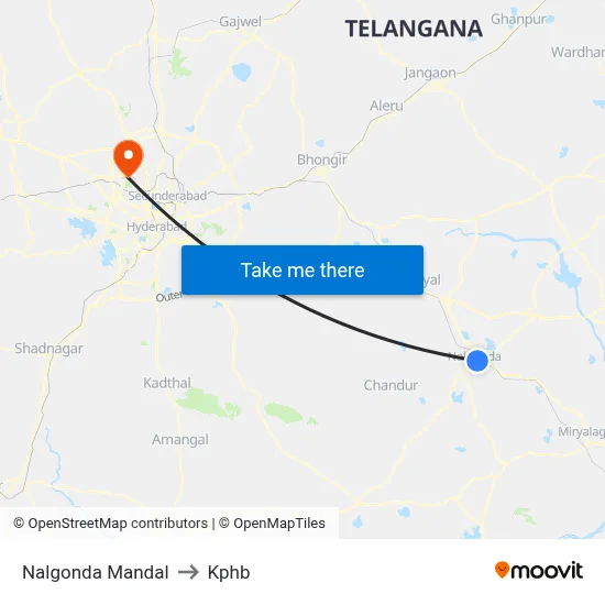 Nalgonda Mandal to Kphb map