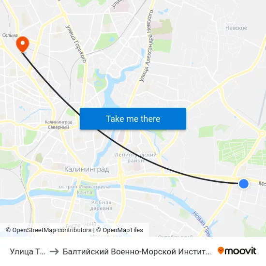 Улица Толбухина to Балтийский Военно-Морской Институт Имени Адмирала Ф.Ф. Ушакова map