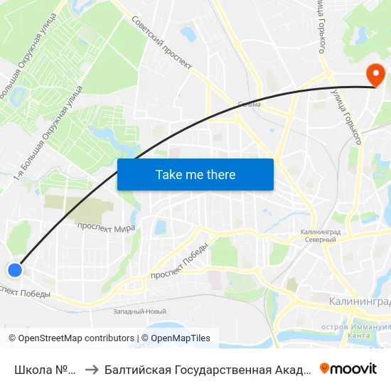 Школа №19 (Из Центра) to Балтийская Государственная Академия Рыбопромыслового Флота. Корпус 3 map