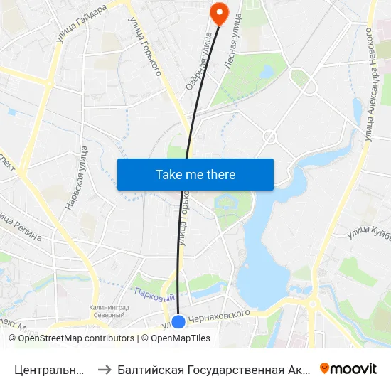 Центральный Рынок (В Центр) to Балтийская Государственная Академия Рыбопромыслового Флота. Корпус 3 map