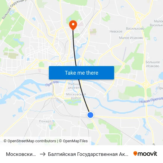 Московский Рынок (В Центр) to Балтийская Государственная Академия Рыбопромыслового Флота. Корпус 3 map