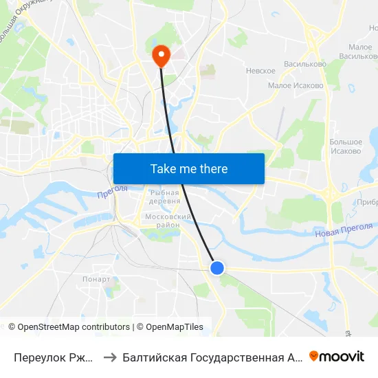 Переулок Ржевский 2-Й (Из Центра) to Балтийская Государственная Академия Рыбопромыслового Флота. Корпус 3 map
