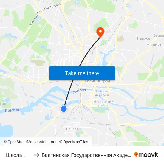 Школа №28 (В Центр) to Балтийская Государственная Академия Рыбопромыслового Флота. Корпус 3 map