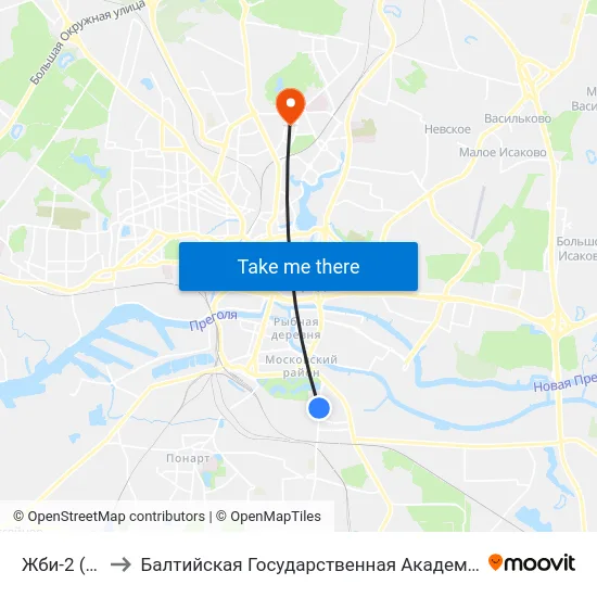 Жби-2 (Из Центра) to Балтийская Государственная Академия Рыбопромыслового Флота. Корпус 3 map