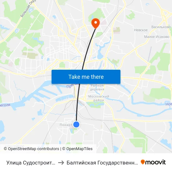 Улица Судостроительная (На Ул. Батальная, В Центр) to Балтийская Государственная Академия Рыбопромыслового Флота. Корпус 3 map
