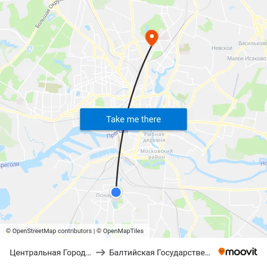 Центральная Городская Клиническая Больница (Из Центра) to Балтийская Государственная Академия Рыбопромыслового Флота. Корпус 3 map