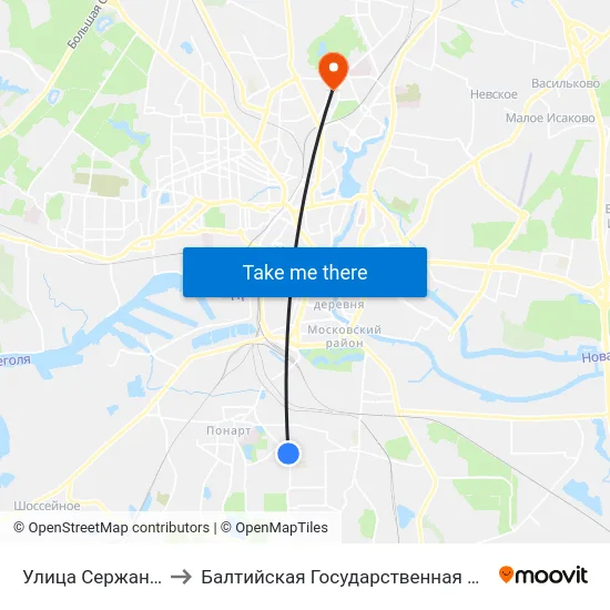 Улица Сержанта Щедина (Из Центра) to Балтийская Государственная Академия Рыбопромыслового Флота. Корпус 3 map