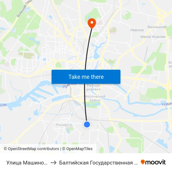 Улица Машиностроительная (Из Центра) to Балтийская Государственная Академия Рыбопромыслового Флота. Корпус 3 map