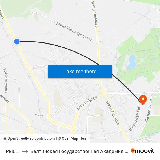 Рыбникова to Балтийская Государственная Академия Рыбопромыслового Флота. Корпус 3 map