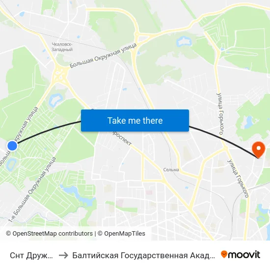 Снт Дружба (Из Центра) to Балтийская Государственная Академия Рыбопромыслового Флота. Корпус 3 map