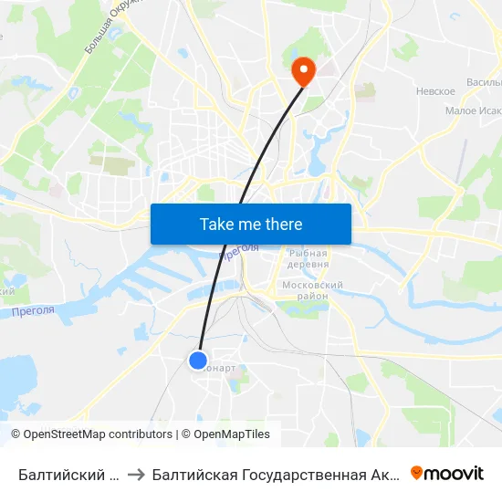 Балтийский Рынок (Из Центра) to Балтийская Государственная Академия Рыбопромыслового Флота. Корпус 3 map