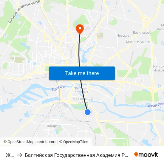 Жби-2 to Балтийская Государственная Академия Рыбопромыслового Флота. Корпус 3 map