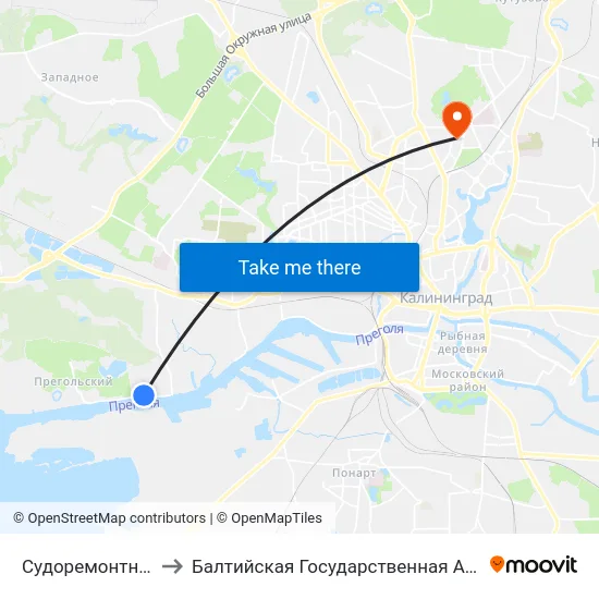 Судоремонтный Завод (Из Центра) to Балтийская Государственная Академия Рыбопромыслового Флота. Корпус 3 map