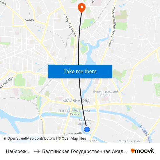 Набережная Ветеранов to Балтийская Государственная Академия Рыбопромыслового Флота. Корпус 3 map