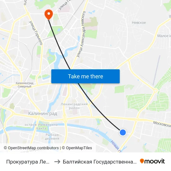 Прокуратура Ленинградского Района (В Центр) to Балтийская Государственная Академия Рыбопромыслового Флота. Корпус 3 map