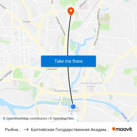 Рыбная Деревня to Балтийская Государственная Академия Рыбопромыслового Флота. Корпус 3 map