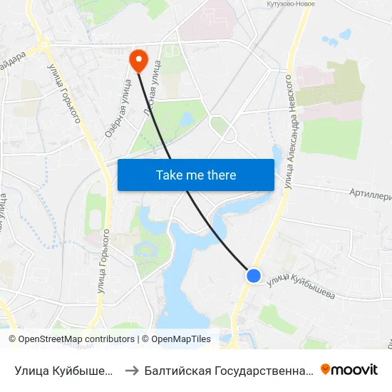 Улица Куйбышева (На Ул. Невского, Из Центра) to Балтийская Государственная Академия Рыбопромыслового Флота. Корпус 3 map