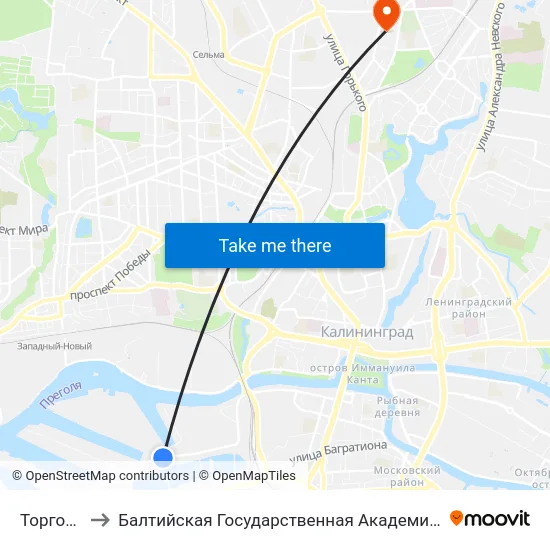 Торговый Порт to Балтийская Государственная Академия Рыбопромыслового Флота. Корпус 3 map