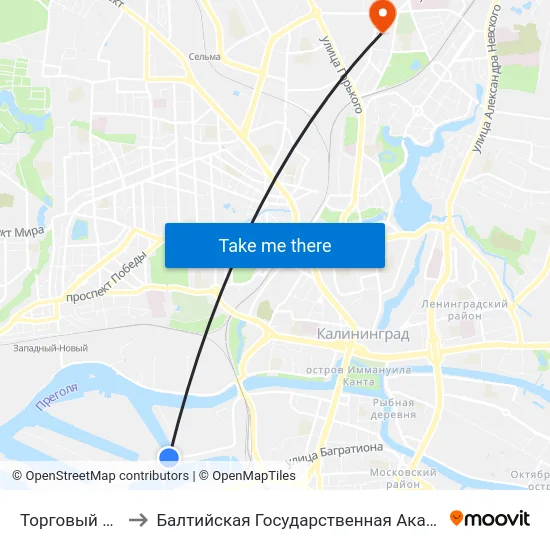 Торговый Порт (Из Центра) to Балтийская Государственная Академия Рыбопромыслового Флота. Корпус 3 map