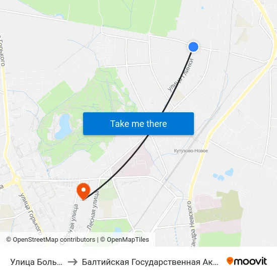 Улица Большая Окружная 3-Я to Балтийская Государственная Академия Рыбопромыслового Флота. Корпус 3 map