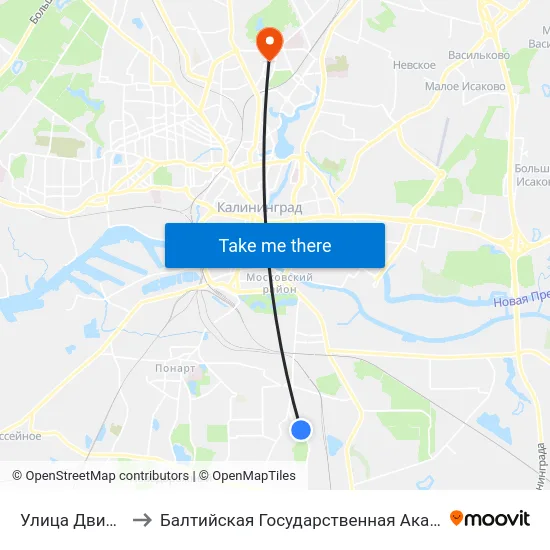 Улица Двинская (Из Центра) to Балтийская Государственная Академия Рыбопромыслового Флота. Корпус 3 map
