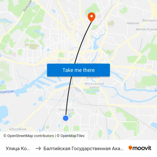 Улица Коммунистическая to Балтийская Государственная Академия Рыбопромыслового Флота. Корпус 3 map