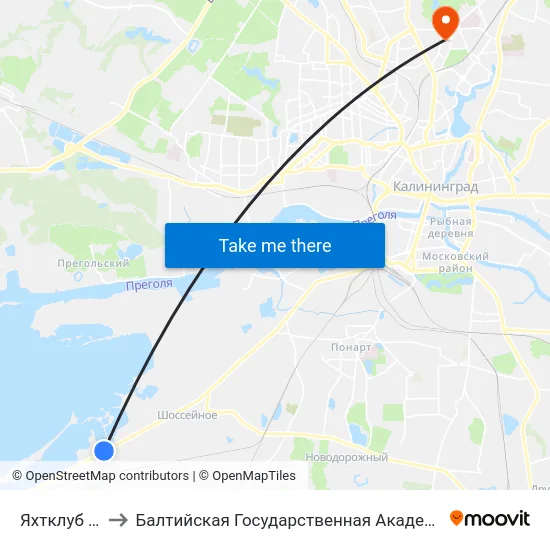 Яхтклуб (Из Центра) to Балтийская Государственная Академия Рыбопромыслового Флота. Корпус 3 map