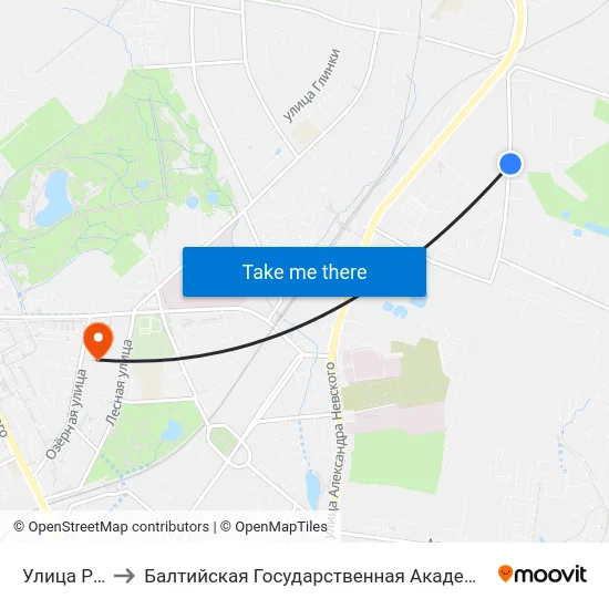 Улица Родниковая to Балтийская Государственная Академия Рыбопромыслового Флота. Корпус 3 map