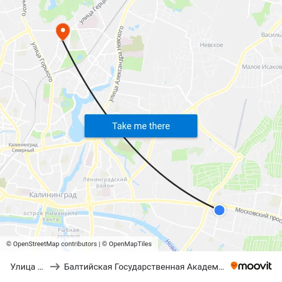 Улица Толбухина to Балтийская Государственная Академия Рыбопромыслового Флота. Корпус 3 map