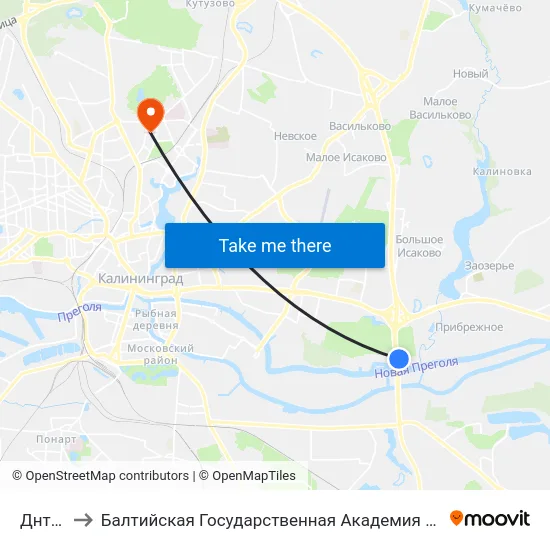 Днт Лотос to Балтийская Государственная Академия Рыбопромыслового Флота. Корпус 3 map