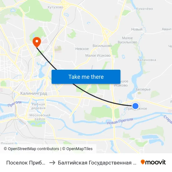 Поселок Прибрежное (По Требованию) to Балтийская Государственная Академия Рыбопромыслового Флота. Корпус 3 map