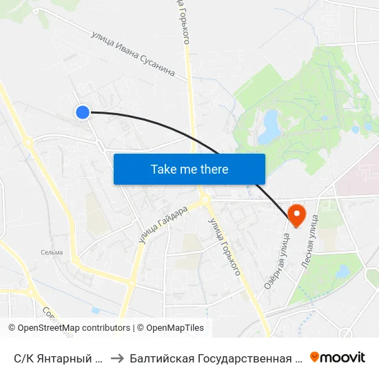 С/К Янтарный (По Требованию, В Центр) to Балтийская Государственная Академия Рыбопромыслового Флота. Корпус 3 map