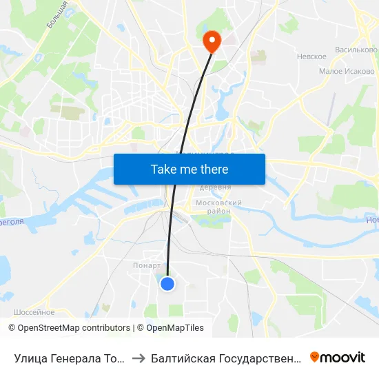 Улица Генерала Толстикова (По Требованию, Из Центра) to Балтийская Государственная Академия Рыбопромыслового Флота. Корпус 3 map