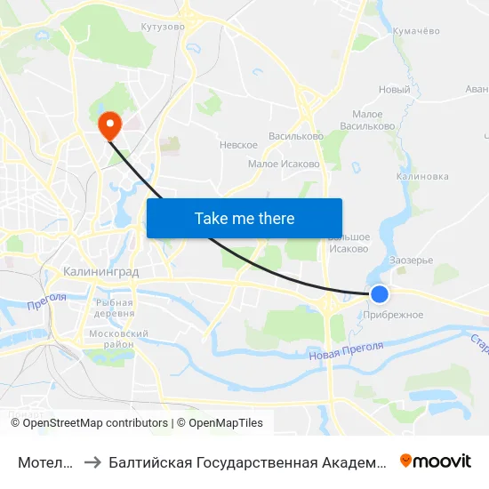 Мотель Балтика to Балтийская Государственная Академия Рыбопромыслового Флота. Корпус 3 map