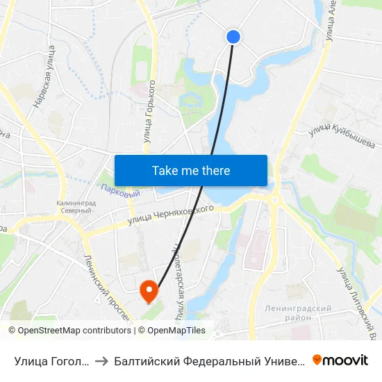 Улица Гоголя (Из Центра) to Балтийский Федеральный Университет Имени Иммануила Канта map