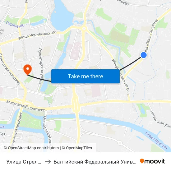 Улица Стрелецкая (В Центр) to Балтийский Федеральный Университет Имени Иммануила Канта map