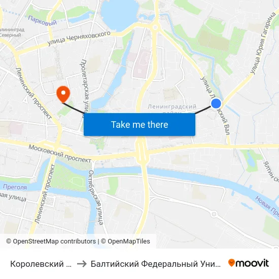 Королевский Ворота (В Центр) to Балтийский Федеральный Университет Имени Иммануила Канта map