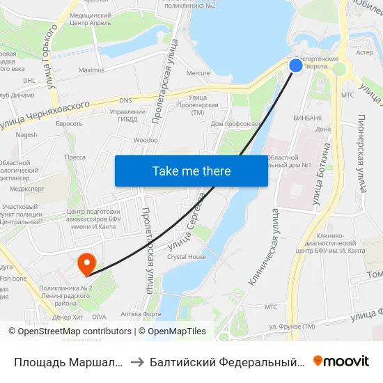 Площадь Маршала Василевского (Из Центра) to Балтийский Федеральный Университет Имени Иммануила Канта map