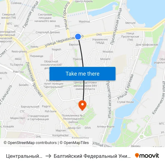 Центральный Рынок (В Центр) to Балтийский Федеральный Университет Имени Иммануила Канта map