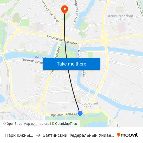 Парк Южный (Из Центра) to Балтийский Федеральный Университет Имени Иммануила Канта map