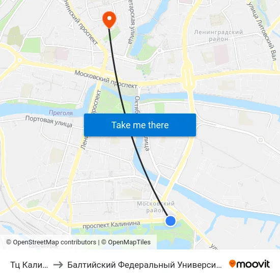 Тц Калининский to Балтийский Федеральный Университет Имени Иммануила Канта map