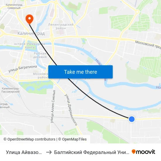 Улица Айвазовского (Из Центра) to Балтийский Федеральный Университет Имени Иммануила Канта map