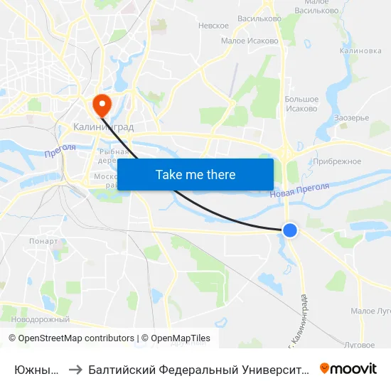 Южный Обход to Балтийский Федеральный Университет Имени Иммануила Канта map
