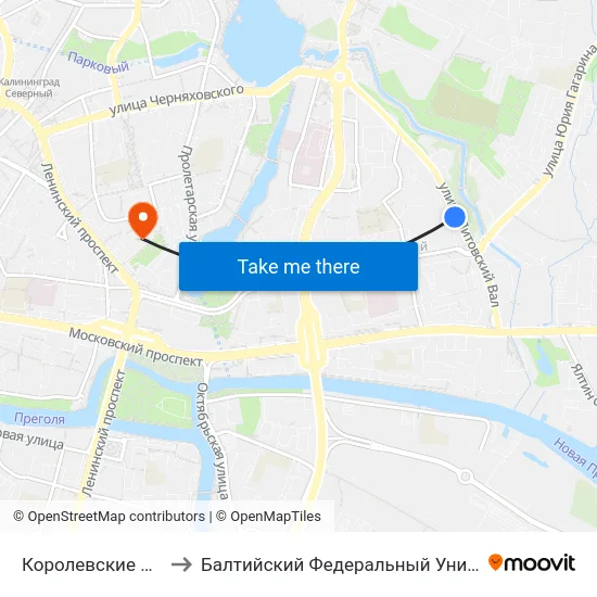 Королевские Ворота (Из Центра) to Балтийский Федеральный Университет Имени Иммануила Канта map