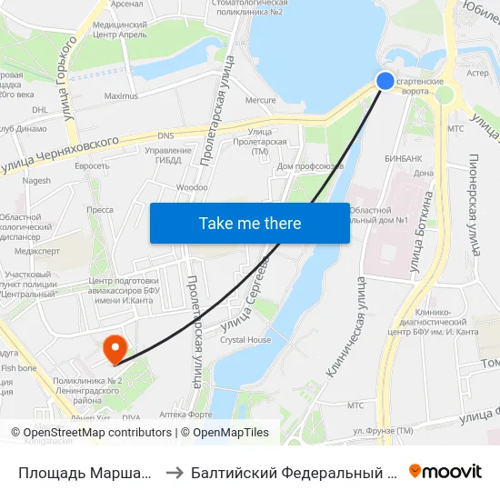 Площадь Маршала Василевского (В Центр) to Балтийский Федеральный Университет Имени Иммануила Канта map